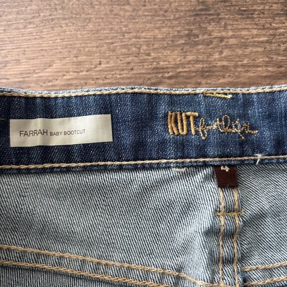 Kut from the Kloth Farrah Baby Bootcut Jeans Womens Sz 4 Mid Rise Medium Wash - Picture 4 of 12
